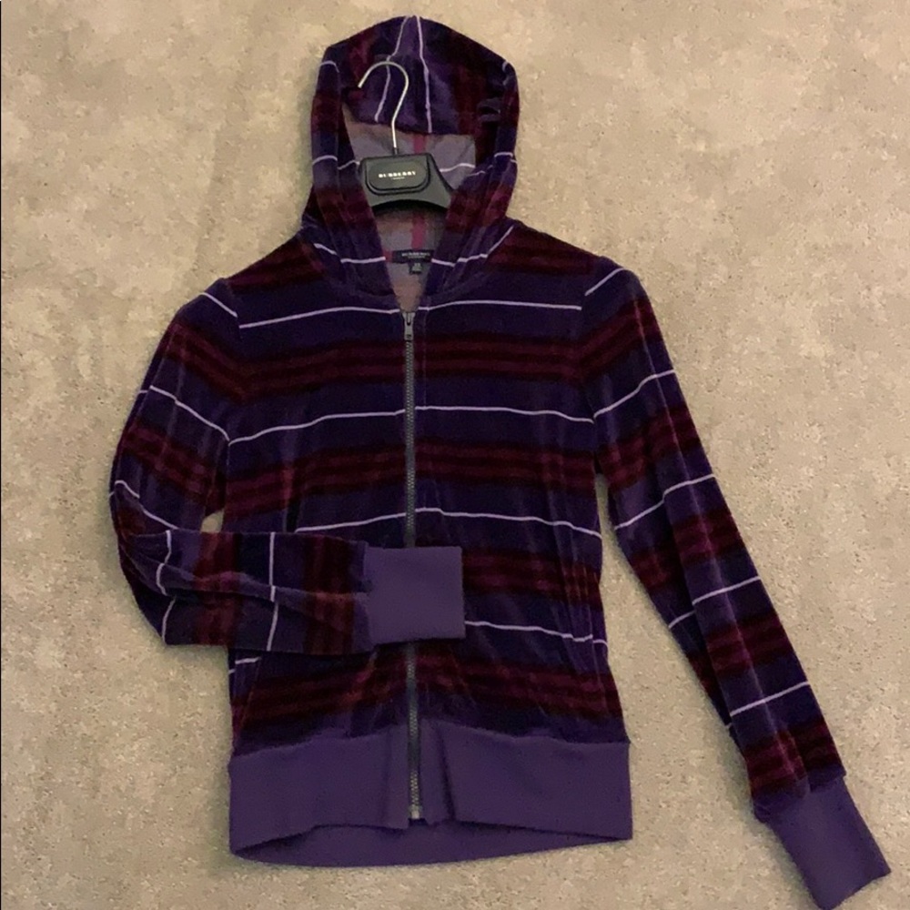 Dark purple, Burberry hooded zip-up